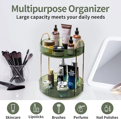360 Rotating Makeup Organizer for Vanity, 2 Tier Large Capacity Skincare - Image 7