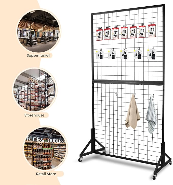 1 Pack 3'x 6' Two-Double Gridwall Panel Display Racks - Image 6