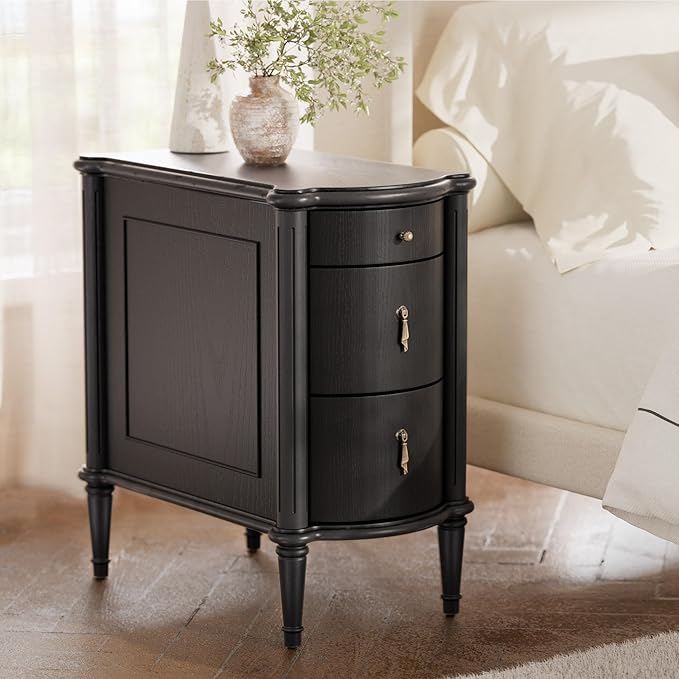 STO'SENSE Nightstand w/Charging Station & 3 Drawers, Pre-Assembled, Vintage by Unknown