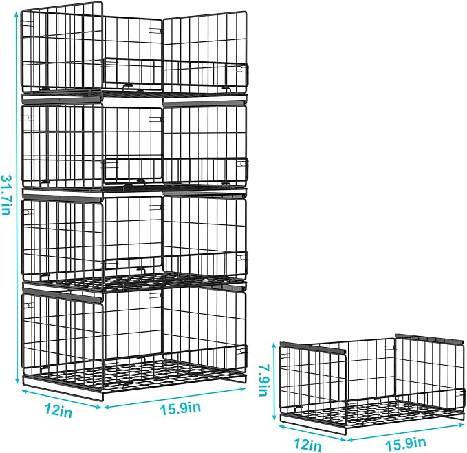 4-Tier Sliding Closet Organizers and Storage Shelves, Stackable Closet Shelf - Image 3