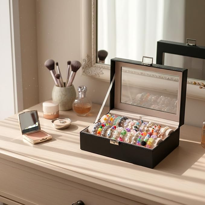 Bracelet Display Stand with Transparent Lid Display Jewelry Storage Box Suitable - Image 5