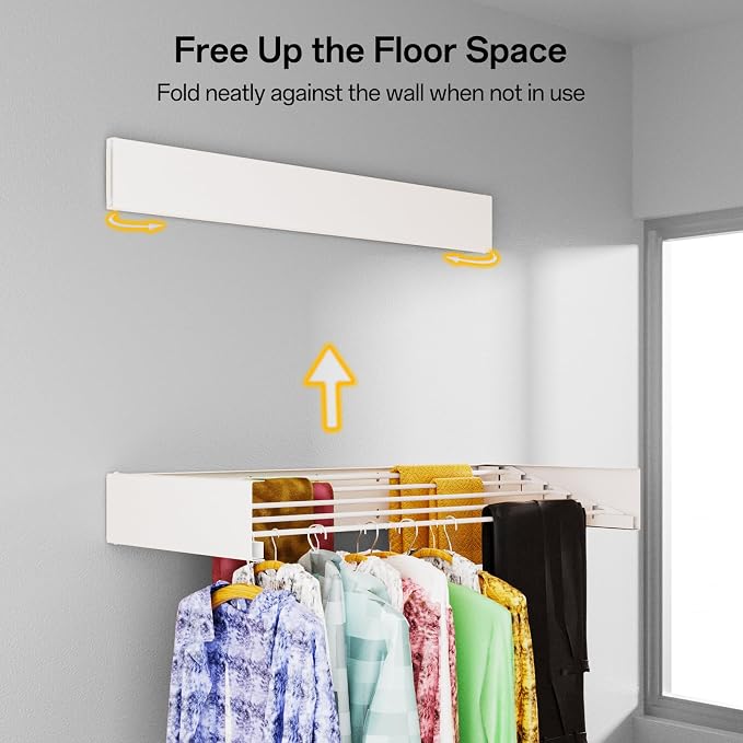 Wall Mounted Drying Rack for Laundry 31.5'', Folding Drying Rack Clothing Wall - Image 5