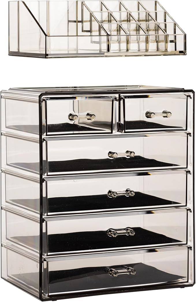 Sorbus Acrylic Makeup Organizer Set, 6-Drawer Vanity & Countertop Cosmetic - Image 8