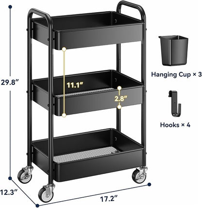 YASONIC 3 Tier Rolling Cart - Image 6