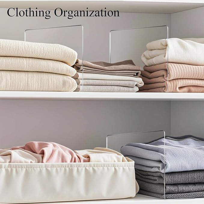 Shelf Dividers for Closet Organization: 12" Tall x 12" Deep Acrylic Shelf - Image 5