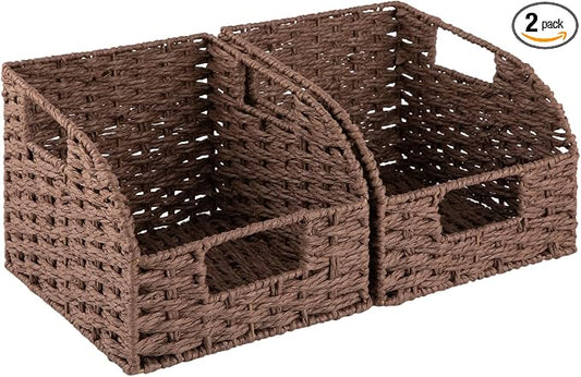 OIAHOMY Pantry Baskets for Organizing, Paper Rope Baskets by MasterofSpaceOptimization