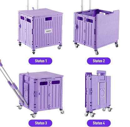Folding Utility Cart Portable Rolling Crate Handcart Shopping Trolley - Image 9