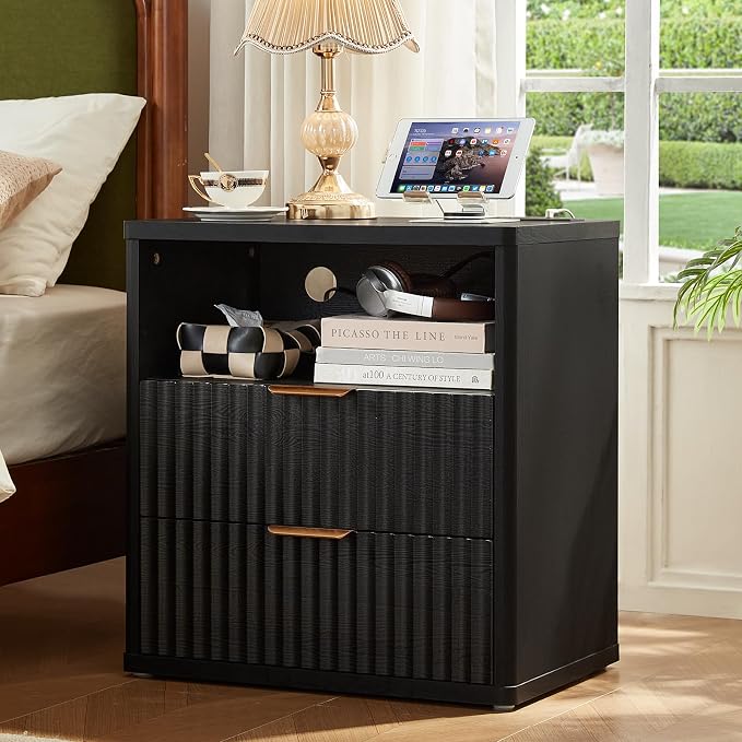LEYAOYAO Fluted Nightstand by LEYAOYAO-Findtheshiningpointofyourideallife%EF%BC%81