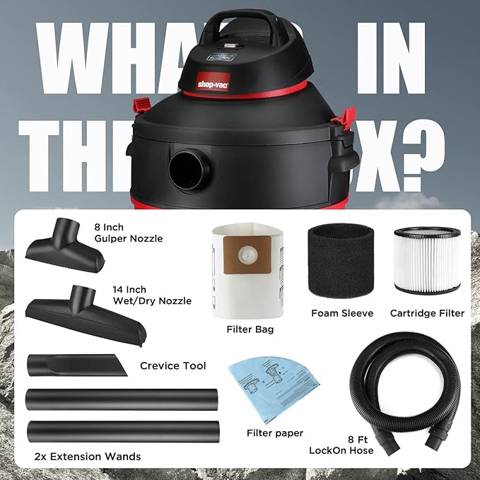 Shop-Vac 5983089 12 Gallon 5.5 Peak HP Wet/Dry Vacuum, 2.5 Inch Diameter x 8 - Image 3