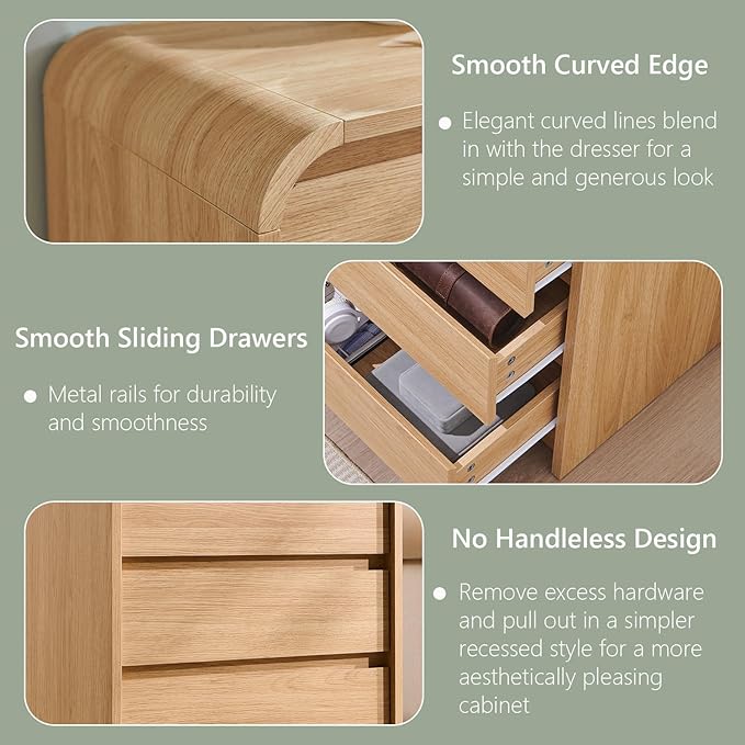 25" Tall Modern Nightstand Set of 2, 23.6" Wide Wood Bedside Table - Image 6