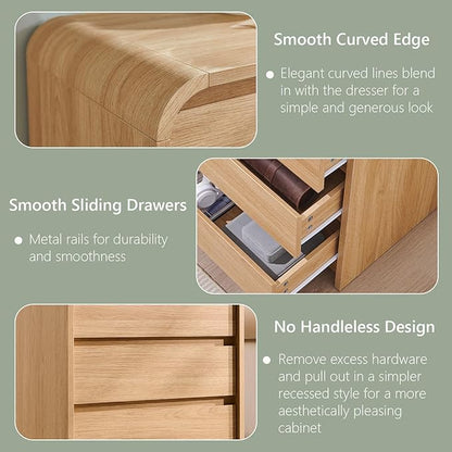 25" Tall Modern Nightstand Set of 2, 23.6" Wide Wood Bedside Table - Image 6