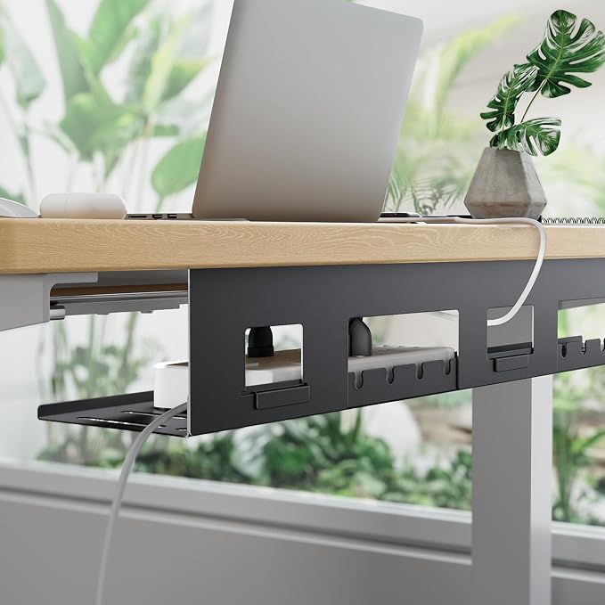 Under Desk Cable Management Tray, 31.5 Inches Metal Cord Organizer Rack - Image 3