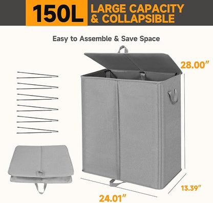 150L Double Laundry Hamper - Image 5