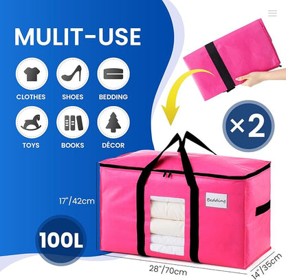 TAILI 2 Pack Pink Extra Large Moving Bags, Heavy Duty Totes - Image 6