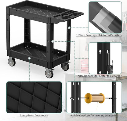 Heavy Duty Utility Rolling Tool Cart, 550 lbs Capacity Plastic Rolling Carts - Image 3