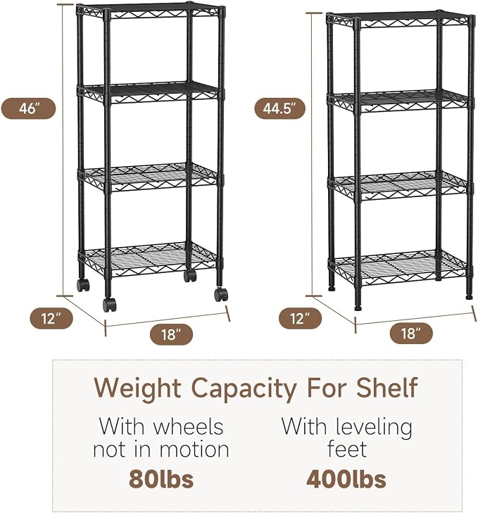 4 Tier Adjustable Storage Shelves Heavy Duty Metal Utility Shelf Wire Shelving - Image 3