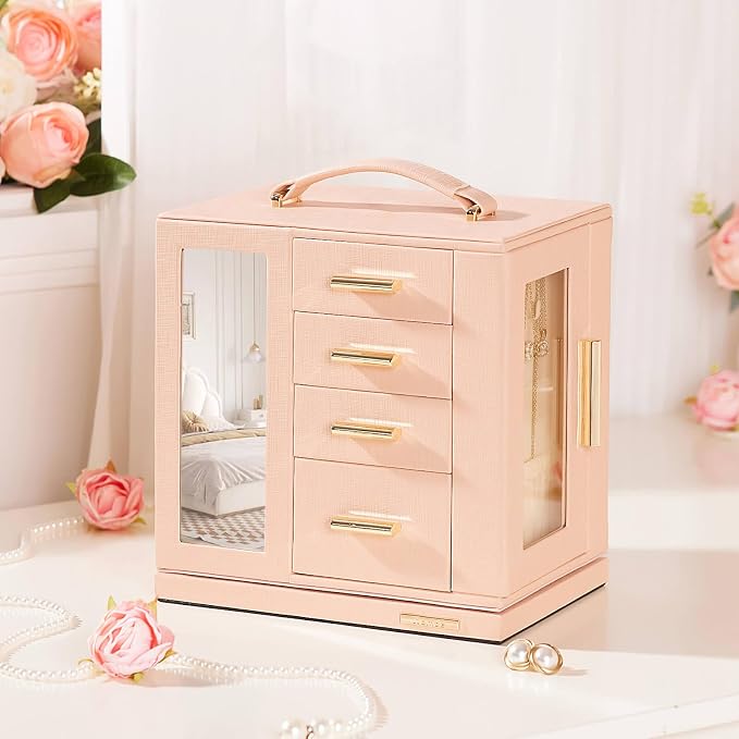 Homde Christmas Gifts Jewelry Box 360° Rotating, Necklace Earring Organizer - Image 9