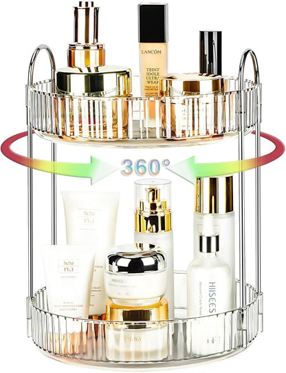 360 Rotating Makeup Organizer, 2 Tier Lazy Susan Bathroom Counter Organizer by Niluks