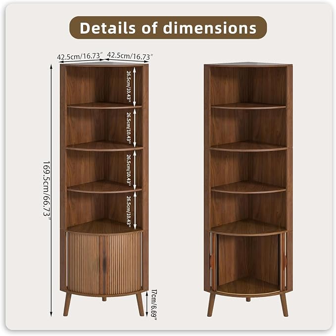 Corner Cabinet, 66.73'' Tall Modern Corner Bathroom Storage Cabinet - Image 2