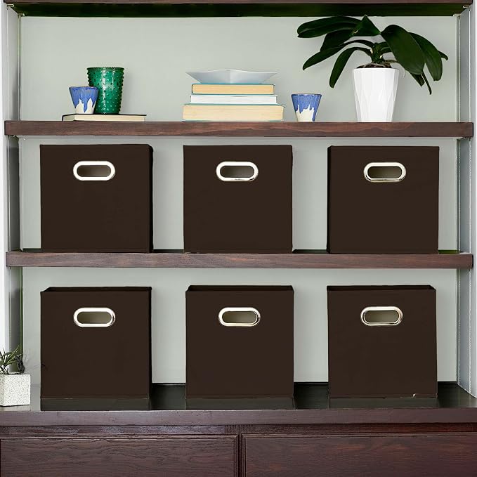 Household Essentials Foldable Fabric Storage Cubes 6-Pack – 11x11x11 Stackable - Image 3