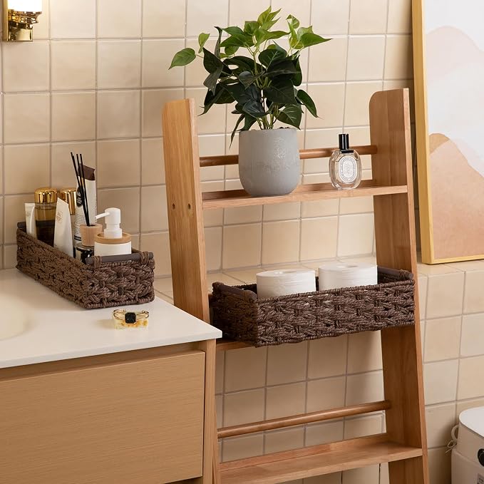 OIAHOMY Toilet Paper Baskets Handmade Paper Rope Decorative Wicker Storage Tank - Image 2