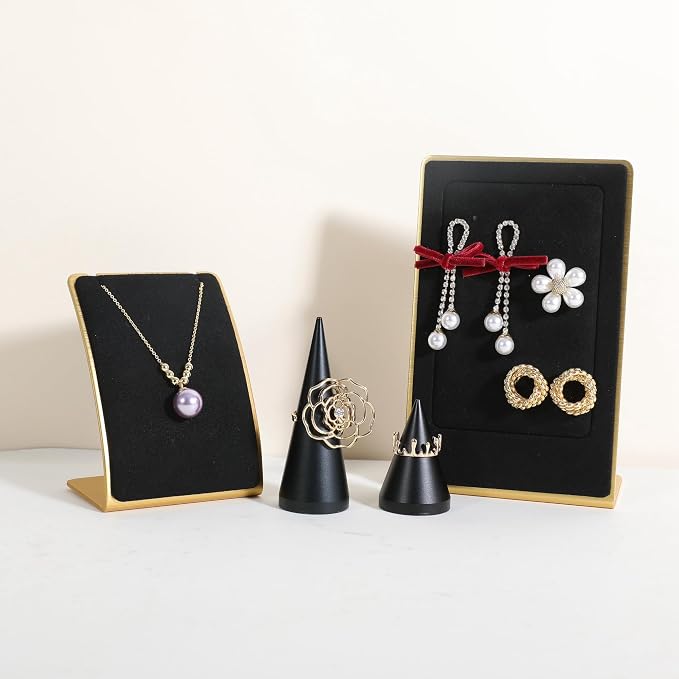 GemeShou Black Necklace display stand, Velvet Jewelry necklace display holder - Image 6
