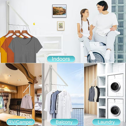 Retractable Clothes Drying Rack, Space Saver Wall Mounted Folding Hanger - Image 8