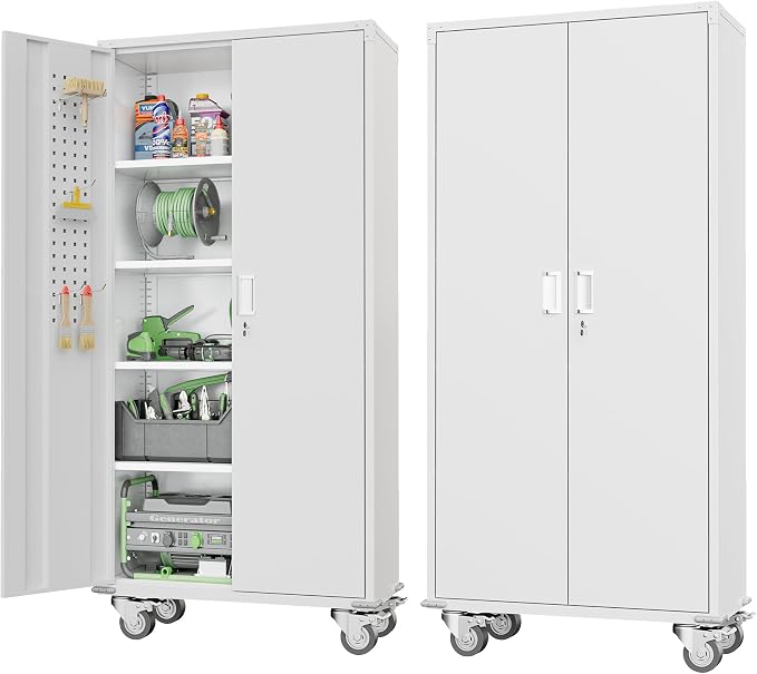 Greenvelly White Metal Storage Cabinet by Greenvelly