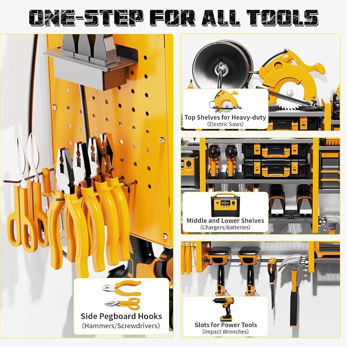 Power Tool Organizer with Charging Station Wall Mount, 3 Layer Expanded Heavy - Image 7