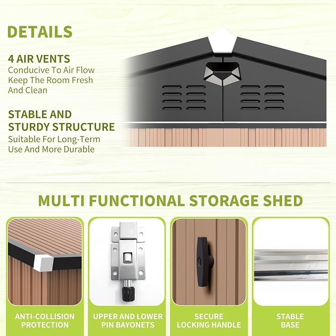 Metal Storage Shed, 10x8 Outdoor Storage Building, Large Backyard Sheds - Image 4