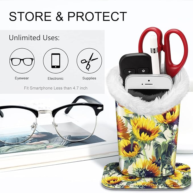 Fintie Plush Lined Eyeglasses Holder, Glasses Stand Case, Anti-scratch Glasses - Image 5