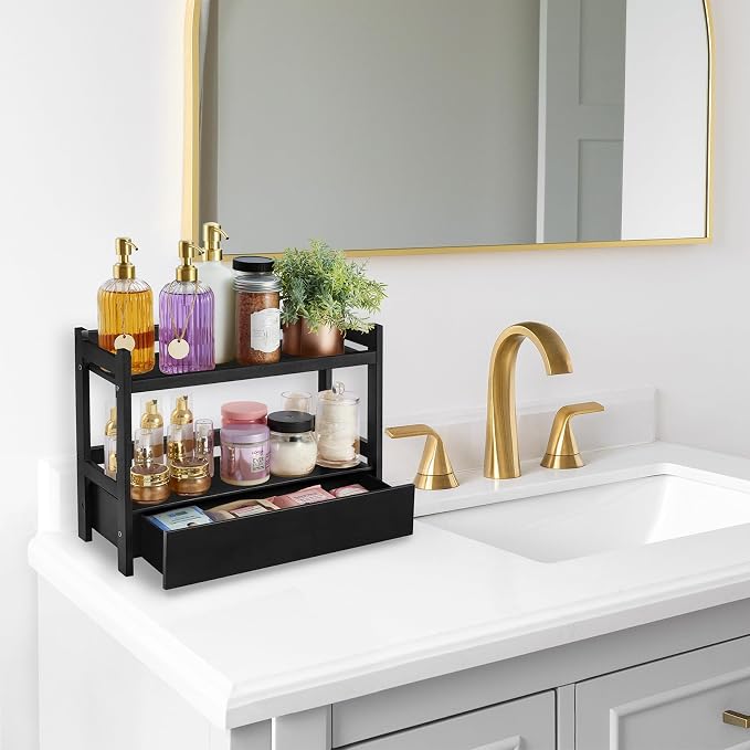 Sorbus Bamboo Bathroom Counter Organizer – 2-Tier Shelf - Image 5