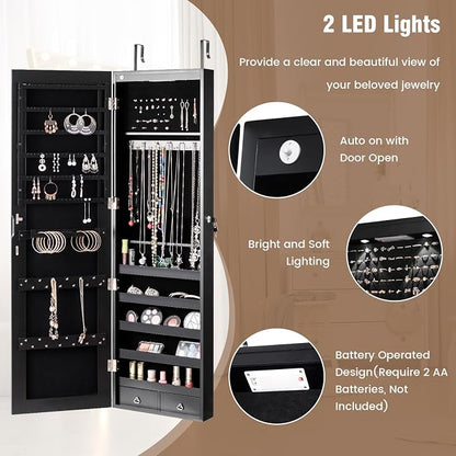 HAPPYGRILL Over the Door Jewelry Organizer, Hanging Jewelry Storage Cabinet - Image 4