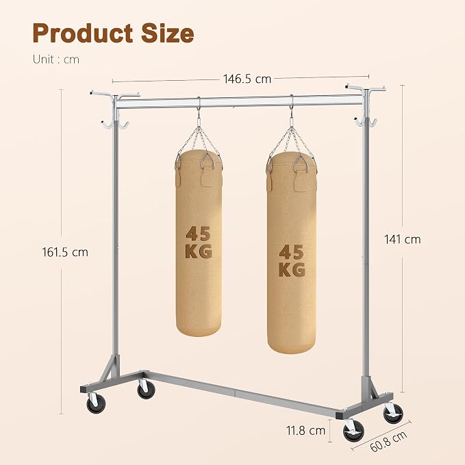 Hoctieon Z Clothes Rack with Cover, Metal Heavy Duty Clothing Rack, Rolling - Image 8