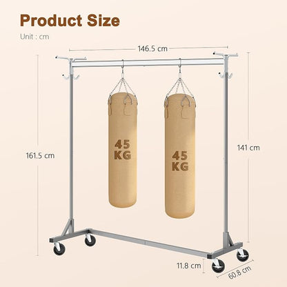Hoctieon Z Clothes Rack with Cover, Metal Heavy Duty Clothing Rack, Rolling - Image 8