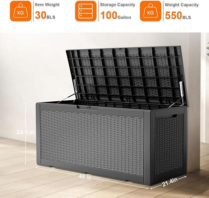 100 Gallon Deck Box, Resin Outdoor Storage Box - Image 4