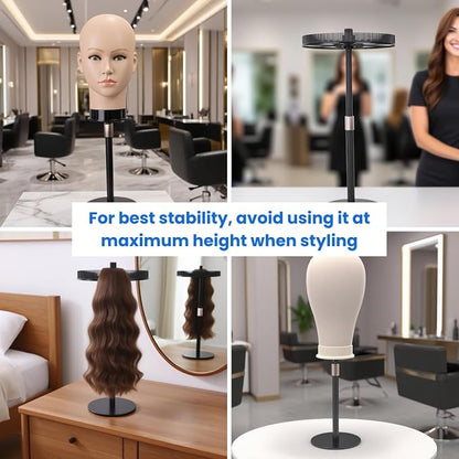Adjustable Hair Extension Stand – Matte Black Metal, Tangle-Free Storage & - Image 6