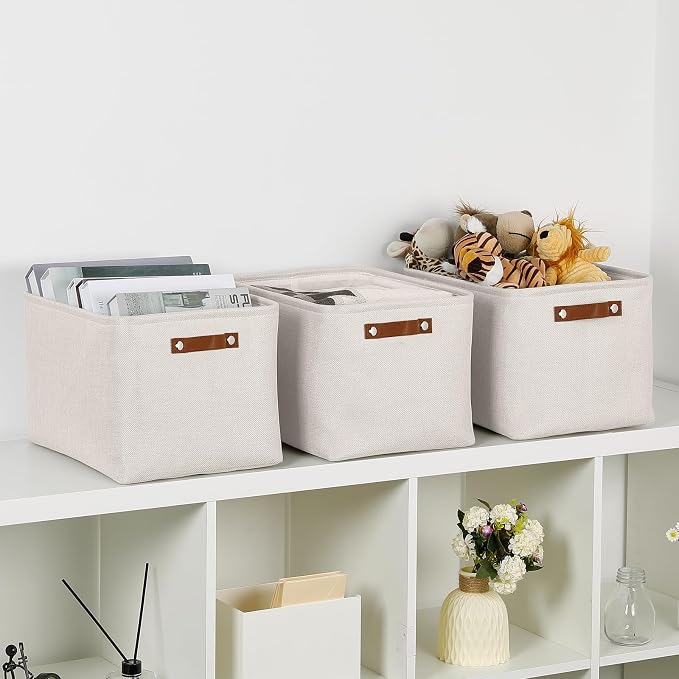 HNZIGE Large Fabric Storage Basket Organizers, Foldable Decorative Shelf Baskets - Image 5