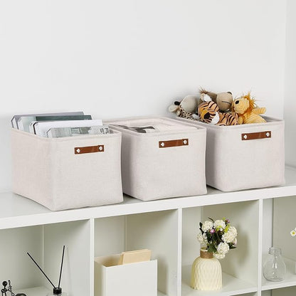 HNZIGE Large Fabric Storage Basket Organizers, Foldable Decorative Shelf Baskets - Image 5