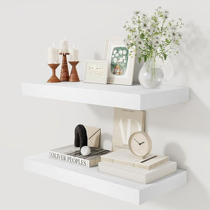 12 Inch Deep White Floating Shelves, 24 x 12 Floating Shelf by FunMemories