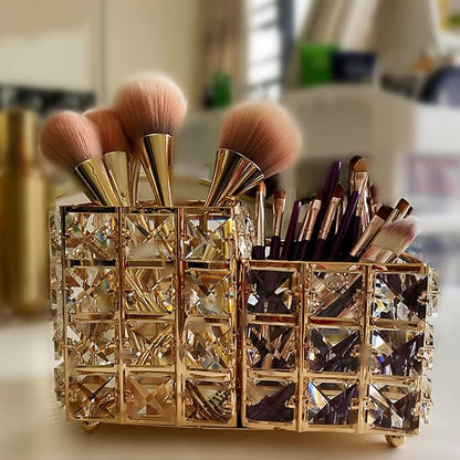 K COOL Crystal Makeup Brush Holder 2 Slot Hexagon Cosmetics Brush Eyeliner - Image 7