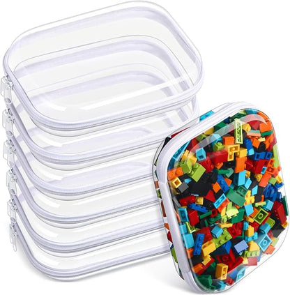 Sanwuta 6 Pcs Clear Hard Zipper Case Hard Plastic Zipper Pouches Makeup Bag by Sanwuta