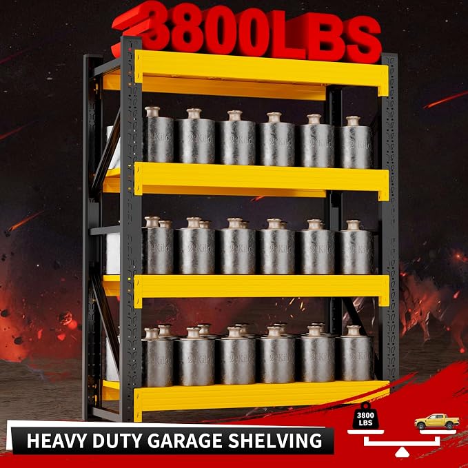 3800LBS Garage Storage Shelves, 4 Tier Metal Utitly Shelves Industrial Shelving - Image 4