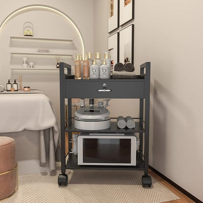 Paddie Salon Trolley Cart, Salon Tray Wooden Mobile Utility Cabinet - Image 2