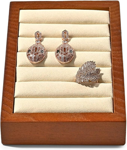 Oirlv Solid Wood Ring Tray Display Stand Slotted Jewelry Ring Showcase Display - Image 5