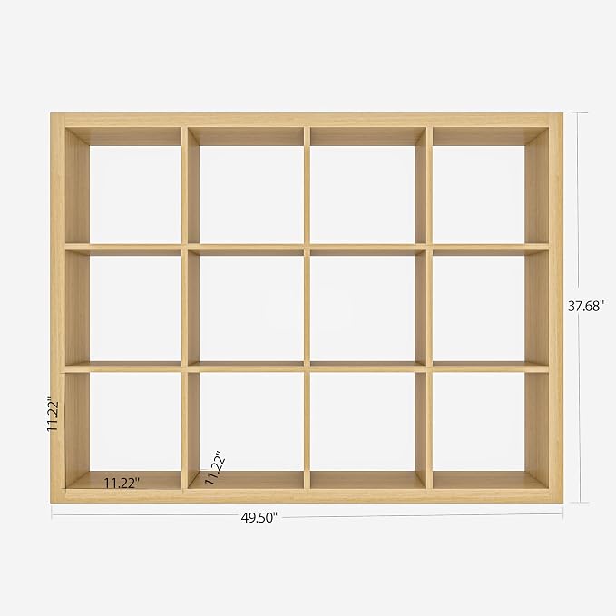 furtble Bookshelf with Storage Bins, 12-Cube Storage Organizer, Modern Wood - Image 3