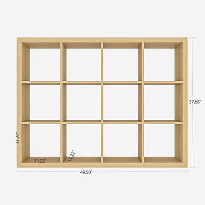 furtble Bookshelf with Storage Bins, 12-Cube Storage Organizer, Modern Wood - Image 3