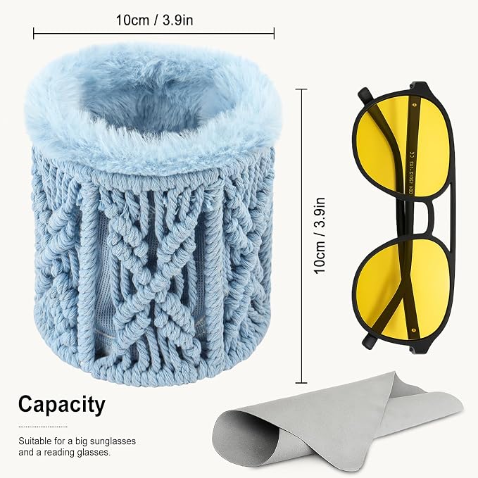 RayLove Glasses Holder for Nightstand, Boho Decor Eyeglass Case, Plush Lined - Image 7