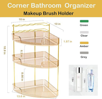 FELIZHOUSE 3-Tier Corner Bathroom Counter Organizer, Bathroom Countertop Shelf - Image 3