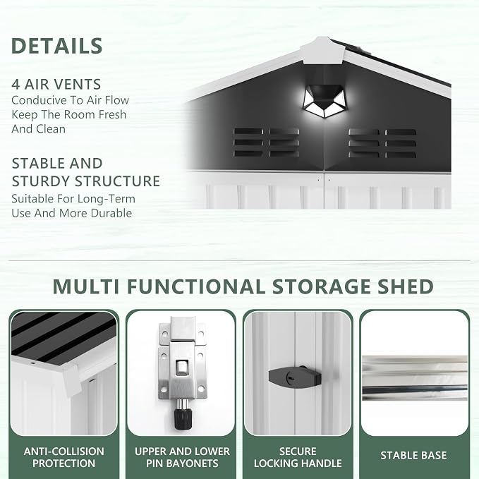 Metal Storage Shed, Outdoor Storage Building 8x6, Large Backyard Shed - Image 4